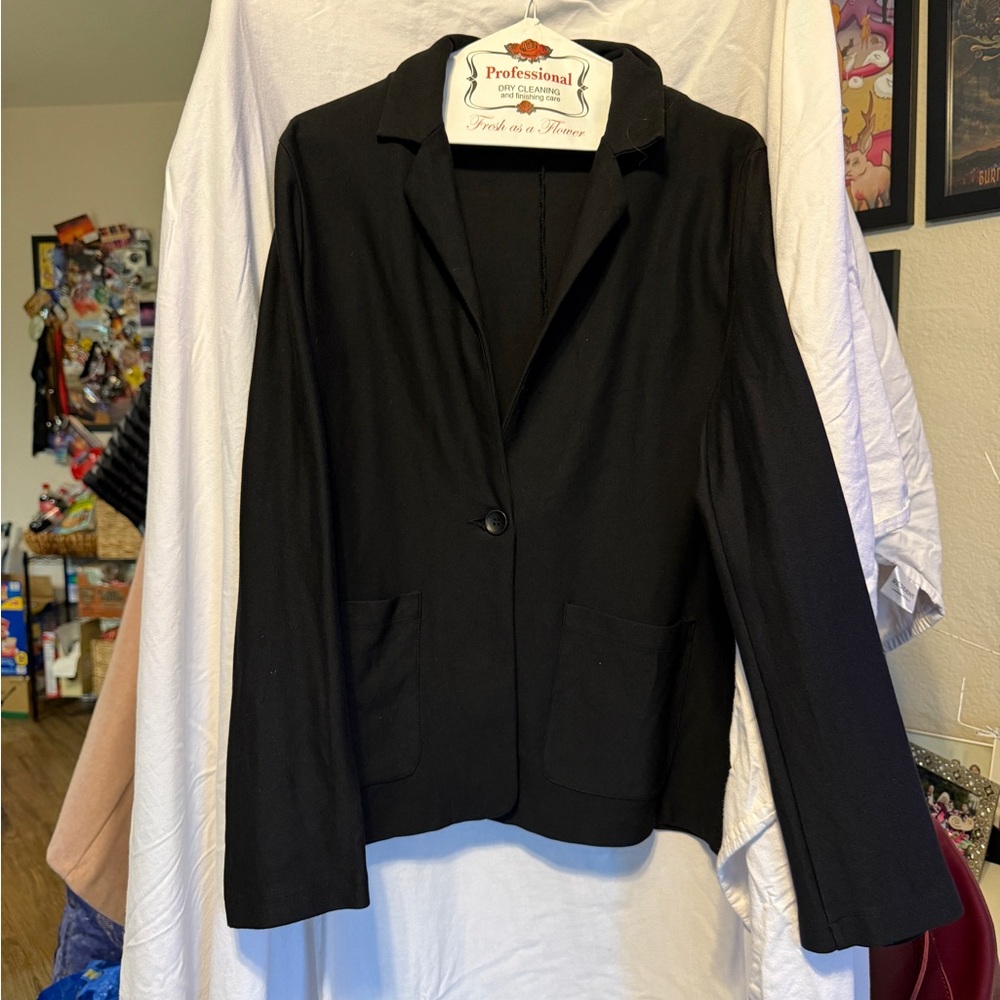 Kate Kasin Stretchy Casual Blazer – Black, Size XL (1-Button Closure) - Picture 8 of 14